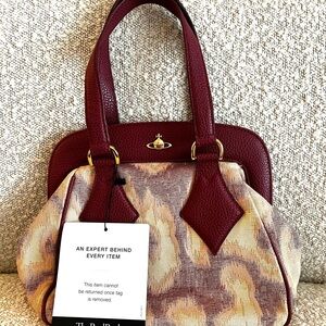 Rare Vivienne Westwood Burgundy/Pink Leopard Bag